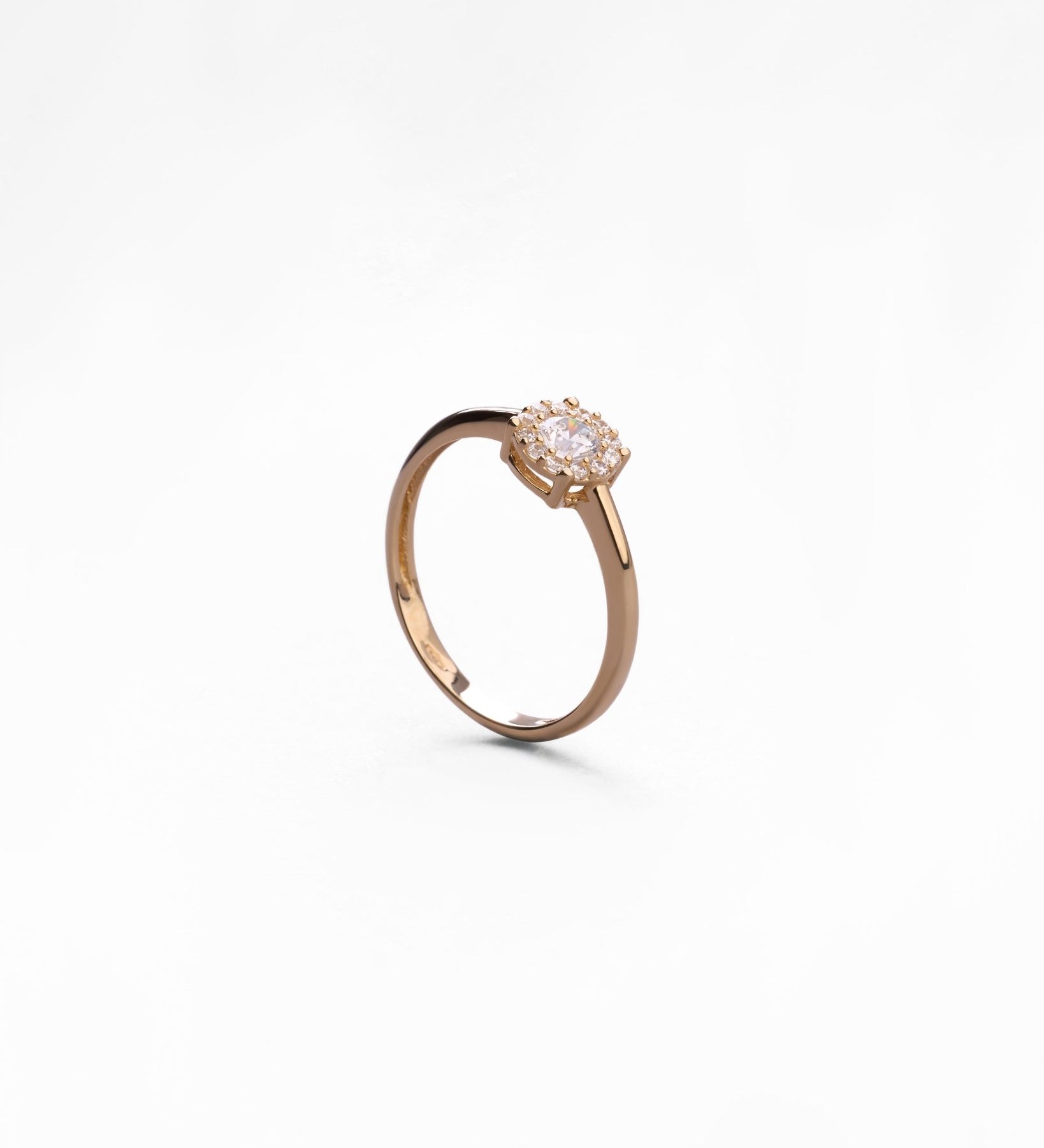 Anello con Zirconi Pavé in Oro 14K - GIOIELLO ITALIANO