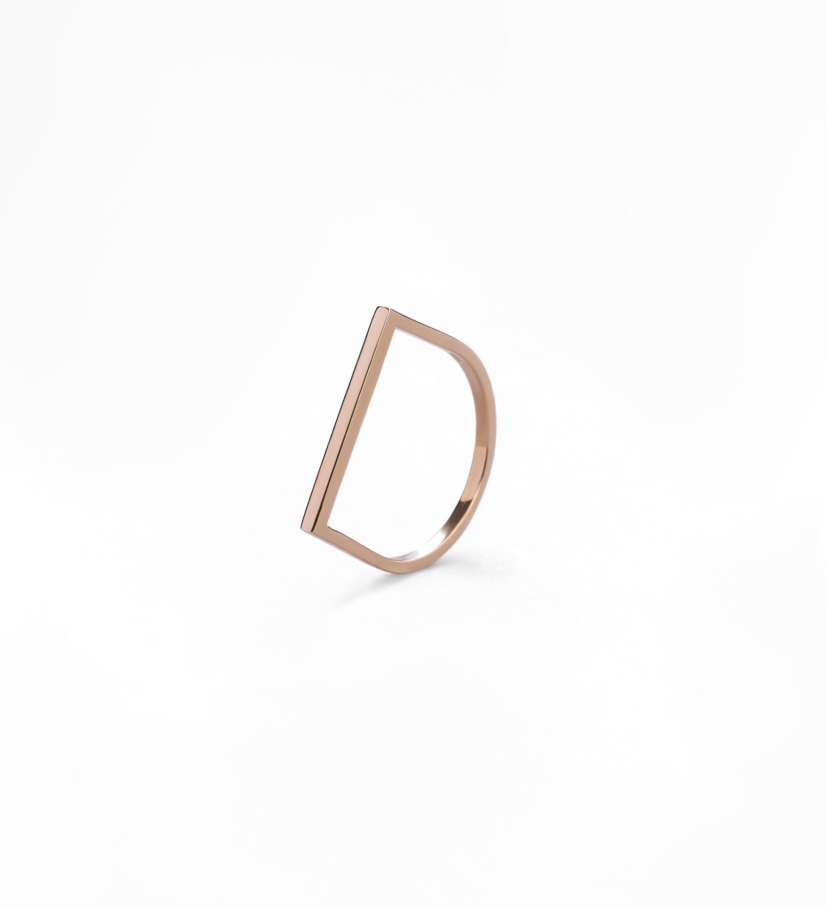 Anello Geometrico Mezzo Quadrato in Oro 14K - GIOIELLO ITALIANO