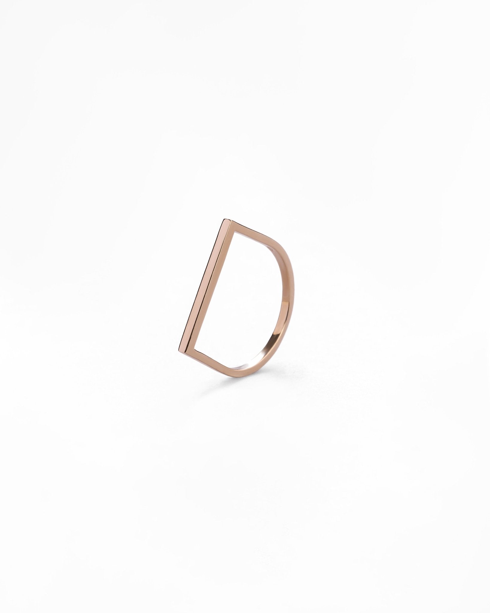 Anello Geometrico Mezzo Quadrato in Oro 14K - GIOIELLO ITALIANO