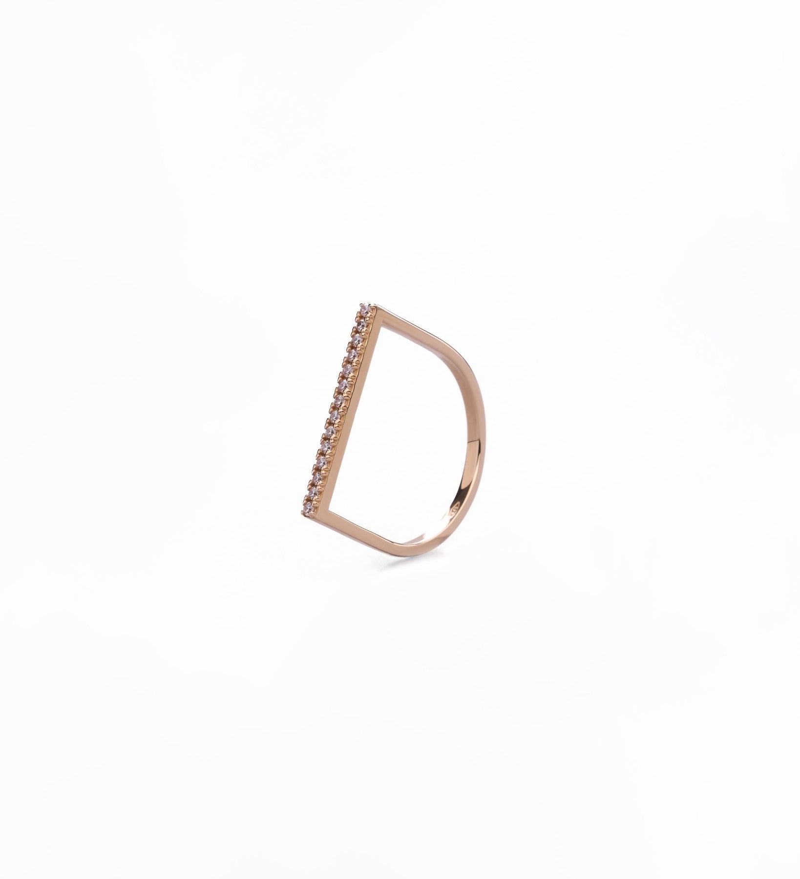 Anello Geometrico Mezzo Quadrato in Oro 14K - GIOIELLO ITALIANO