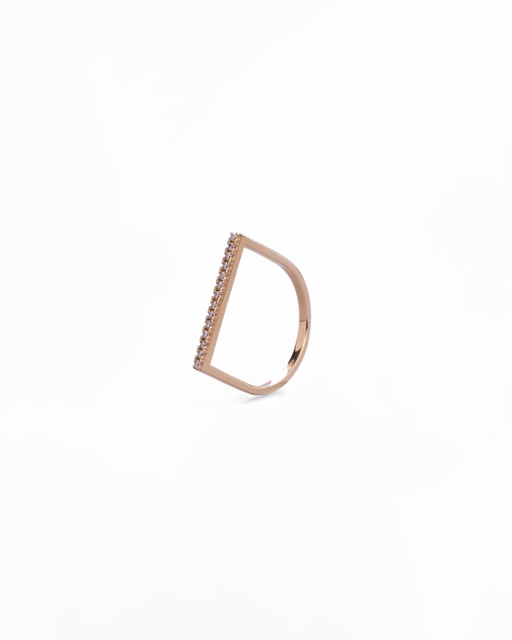 Anello Geometrico Mezzo Quadrato in Oro 14K - GIOIELLO ITALIANO