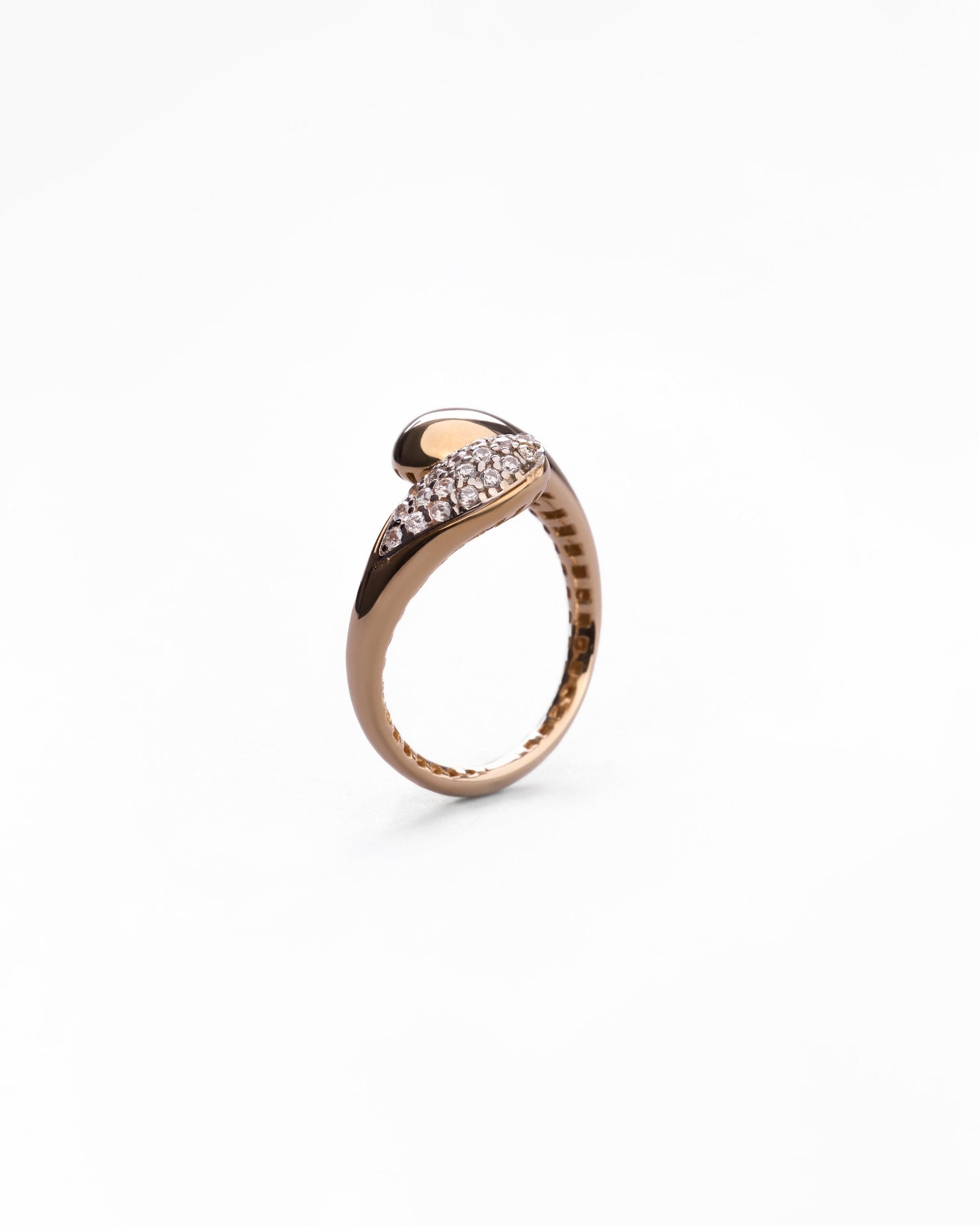 Anello in Oro 14K Bicolore con Zirconi Pavé - GIOIELLO ITALIANO