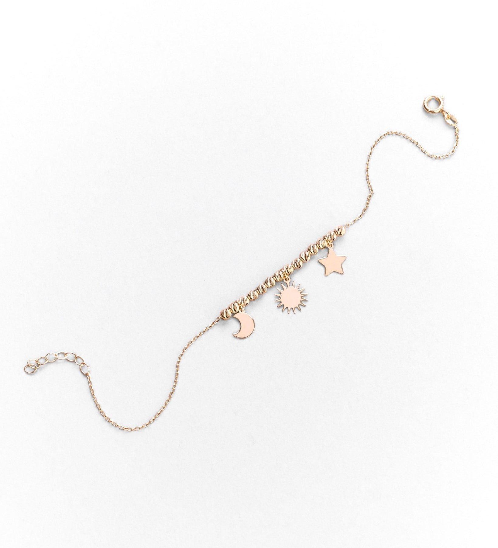 Bracciale con Simboli di Sole, Luna e Stella in Oro 14K - GIOIELLO ITALIANO
