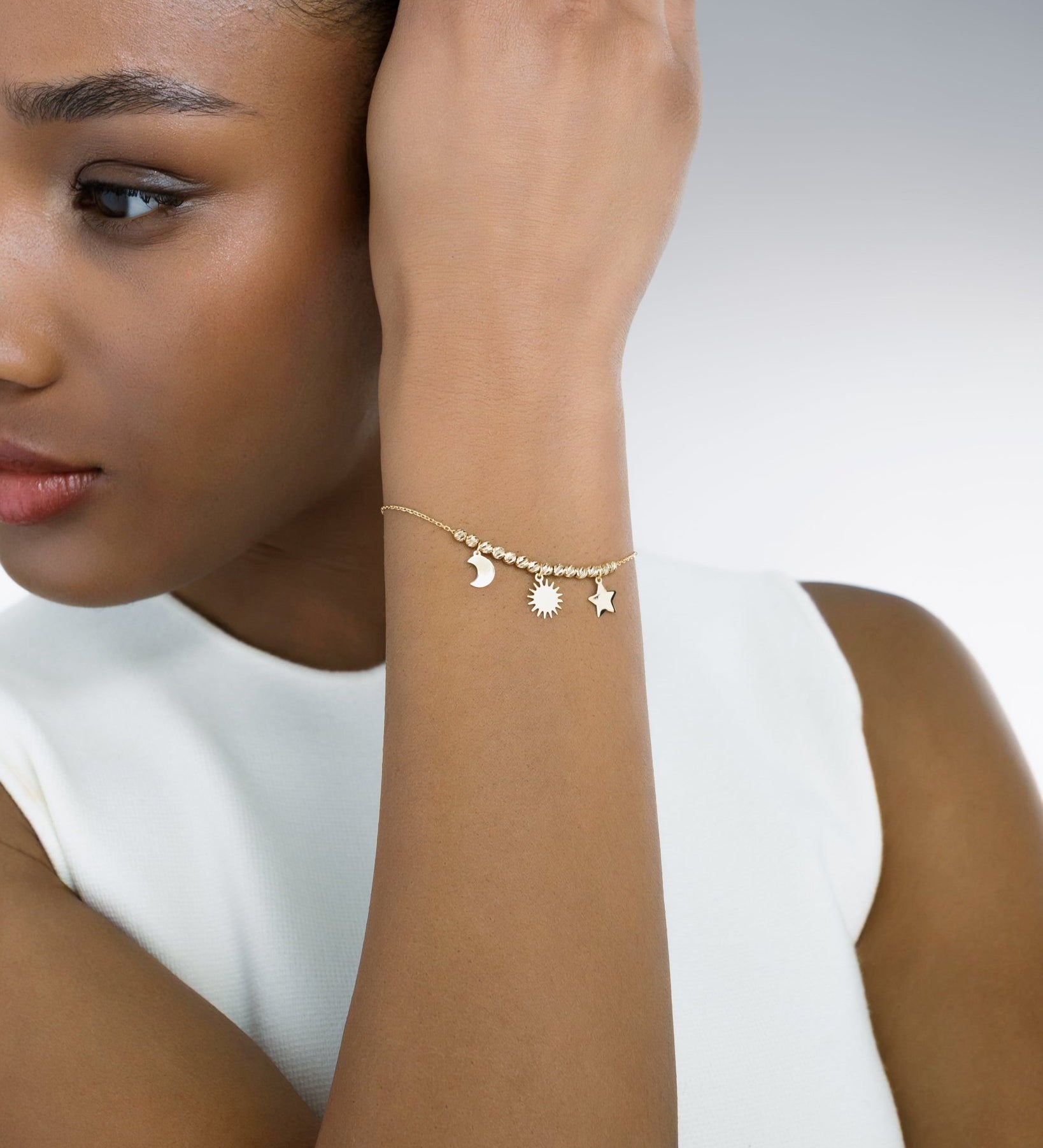 Bracciale con Simboli di Sole, Luna e Stella in Oro 14K - GIOIELLO ITALIANO