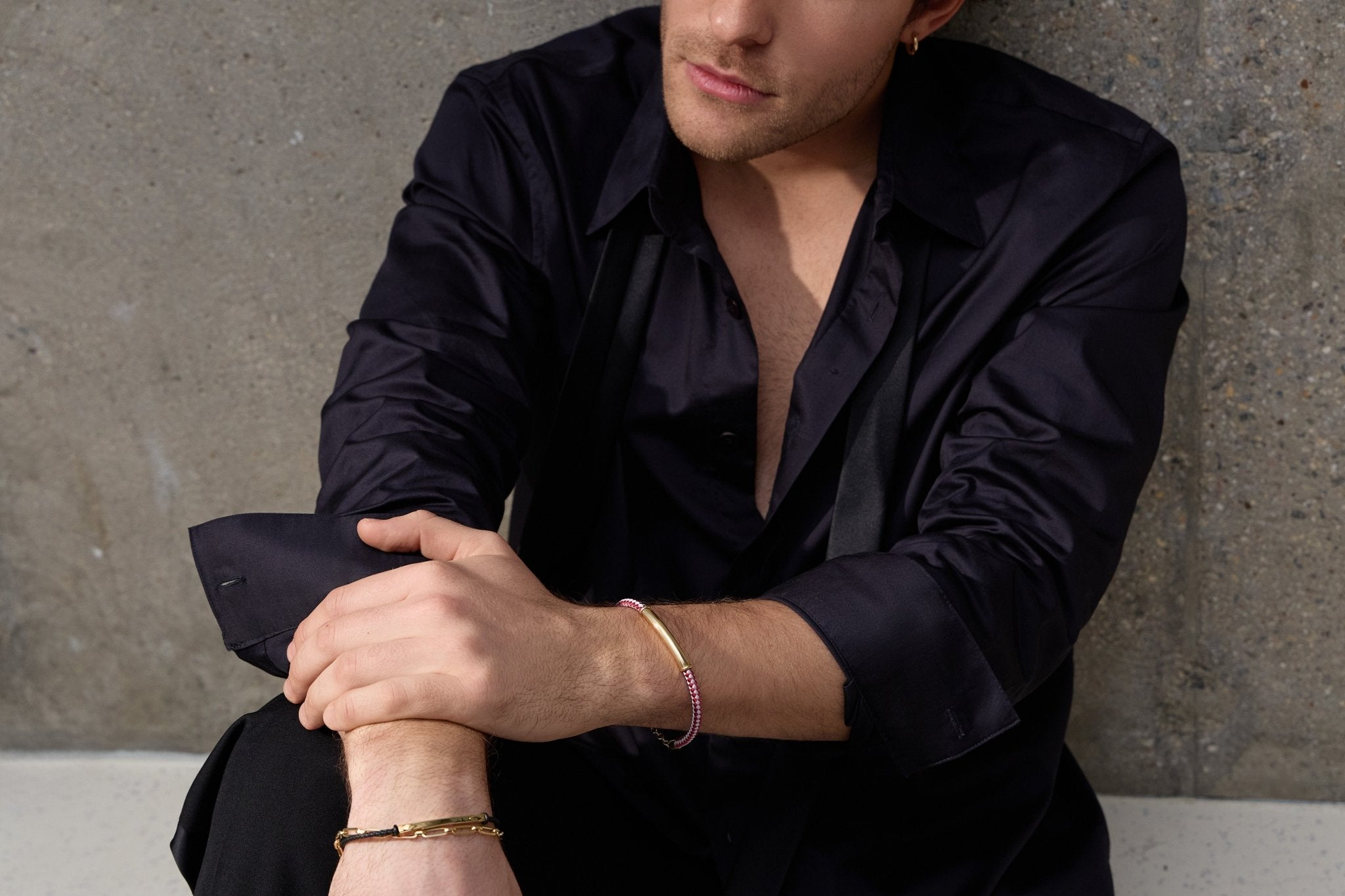 Bracciale da Uomo con Cinturino in Pelle e Oro 14K - GIOIELLO ITALIANO