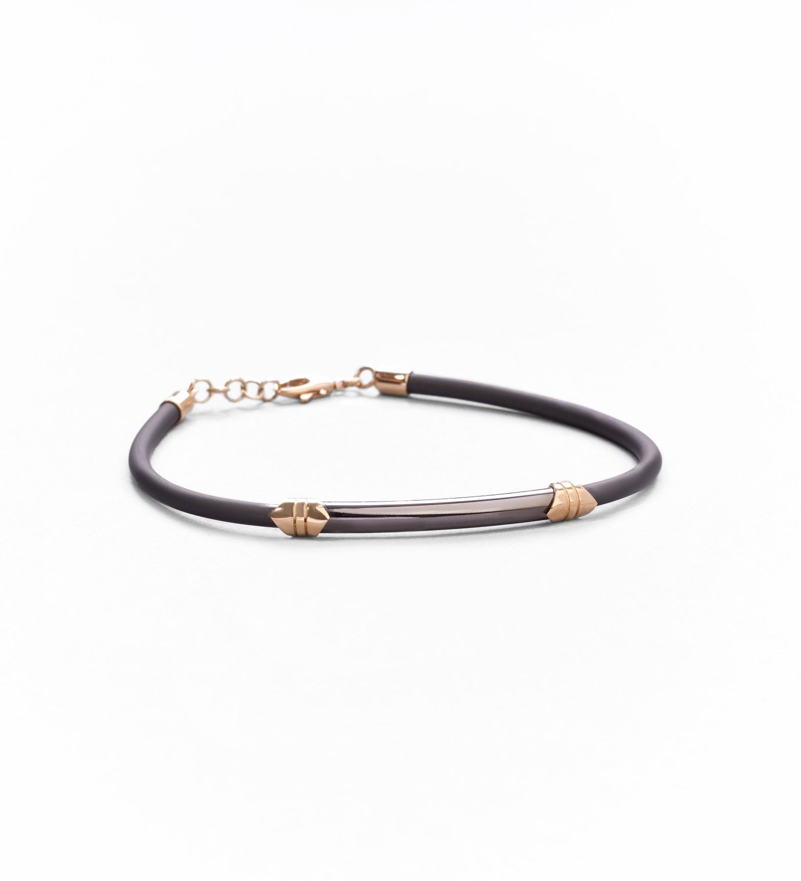 Bracciale da Uomo in Gomma e Oro 14K - GIOIELLO ITALIANO