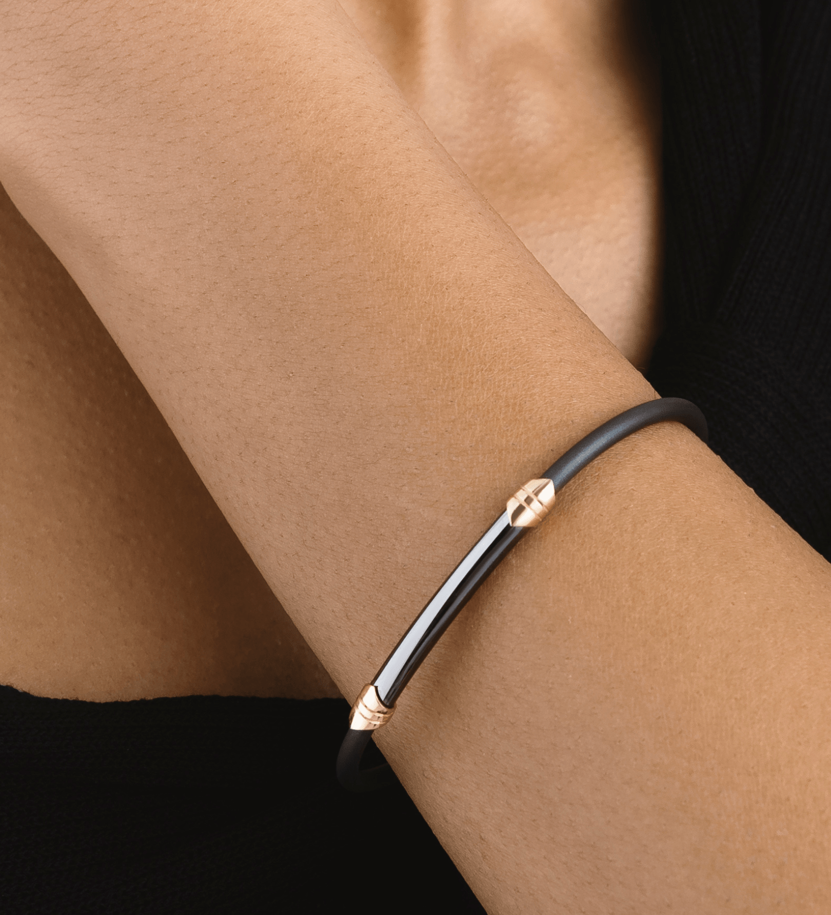 Bracciale da Uomo in Gomma e Oro 14K - GIOIELLO ITALIANO