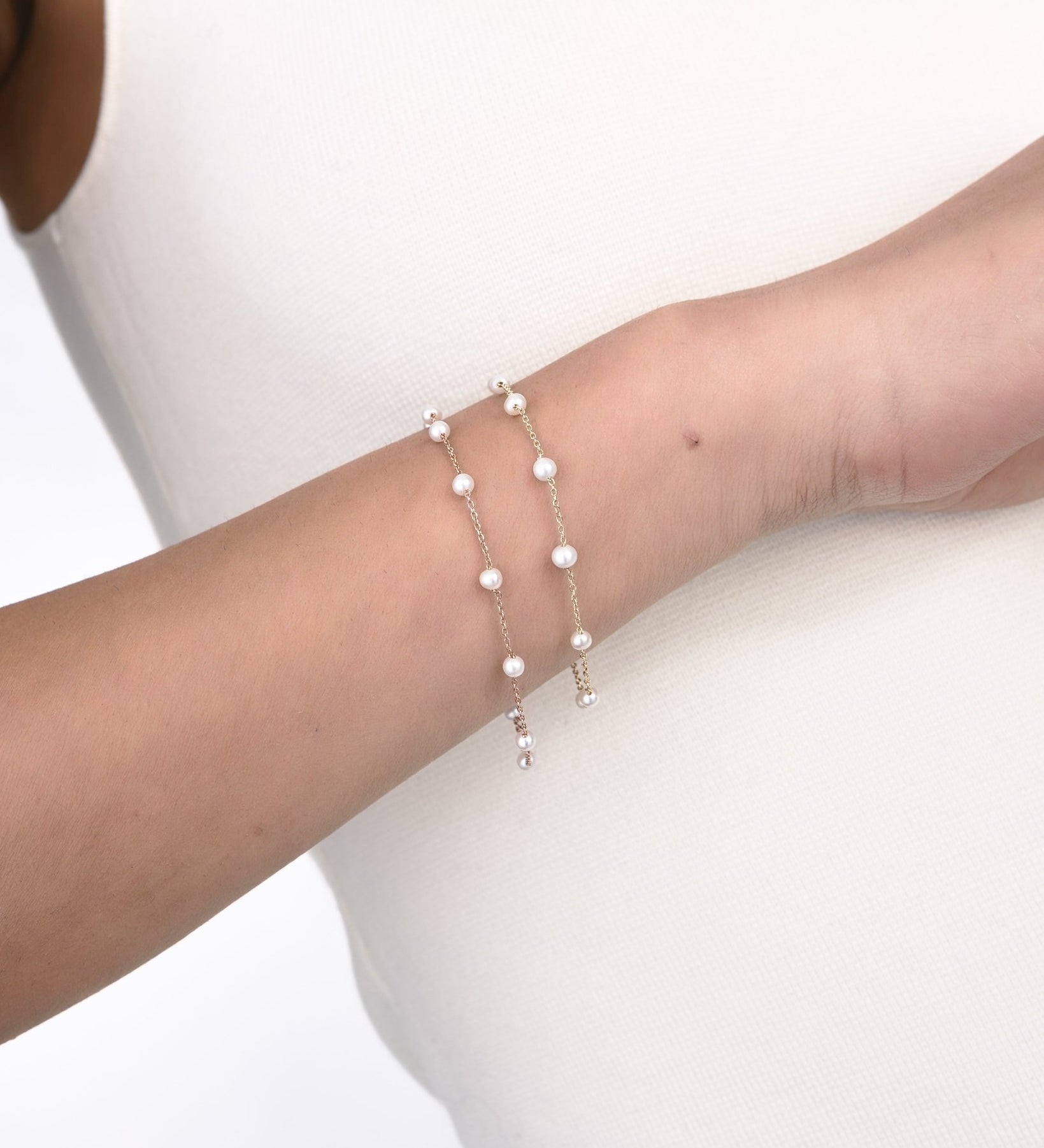 Bracciale Sottile in Oro 14K con Perle Naturali - GIOIELLO ITALIANO