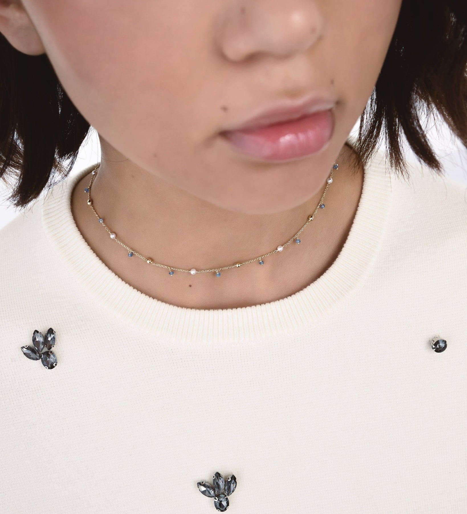 Collana Sottile con Pietre Colorate in Oro 14K - GIOIELLO ITALIANO
