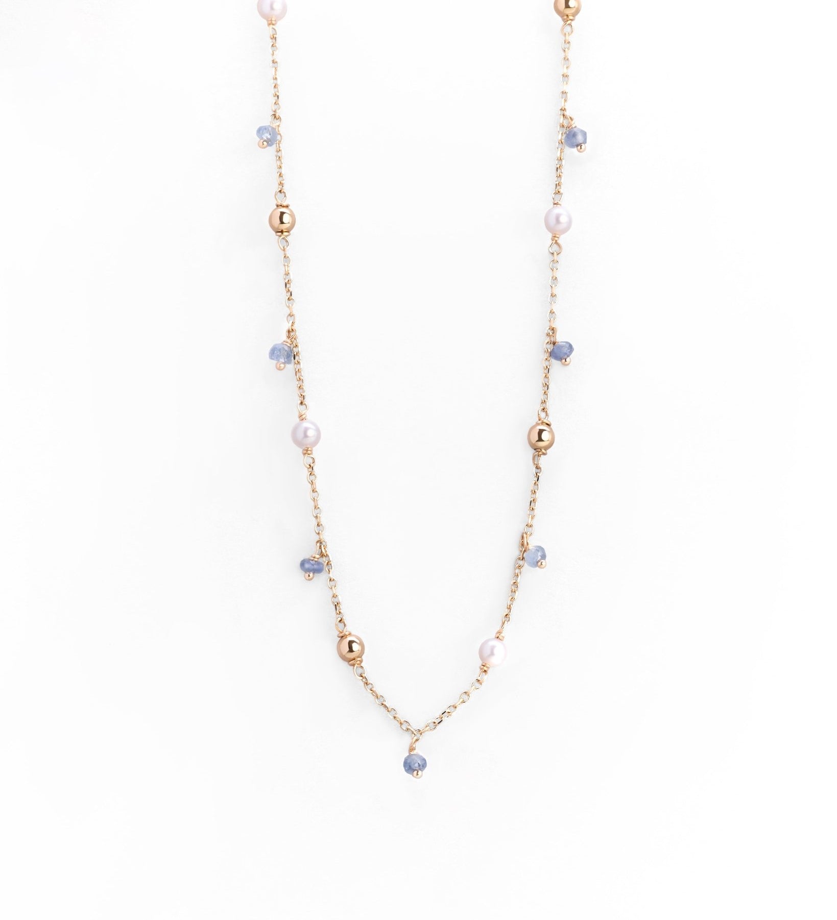 Collana Sottile con Pietre Colorate in Oro 14K - GIOIELLO ITALIANO