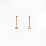 Orecchini a Cerchio con Pendente e Zirconi Pavé in Oro 14K - GIOIELLO ITALIANO