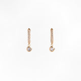 Orecchini a Cerchio con Pendente e Zirconi Pavé in Oro 14K - GIOIELLO ITALIANO