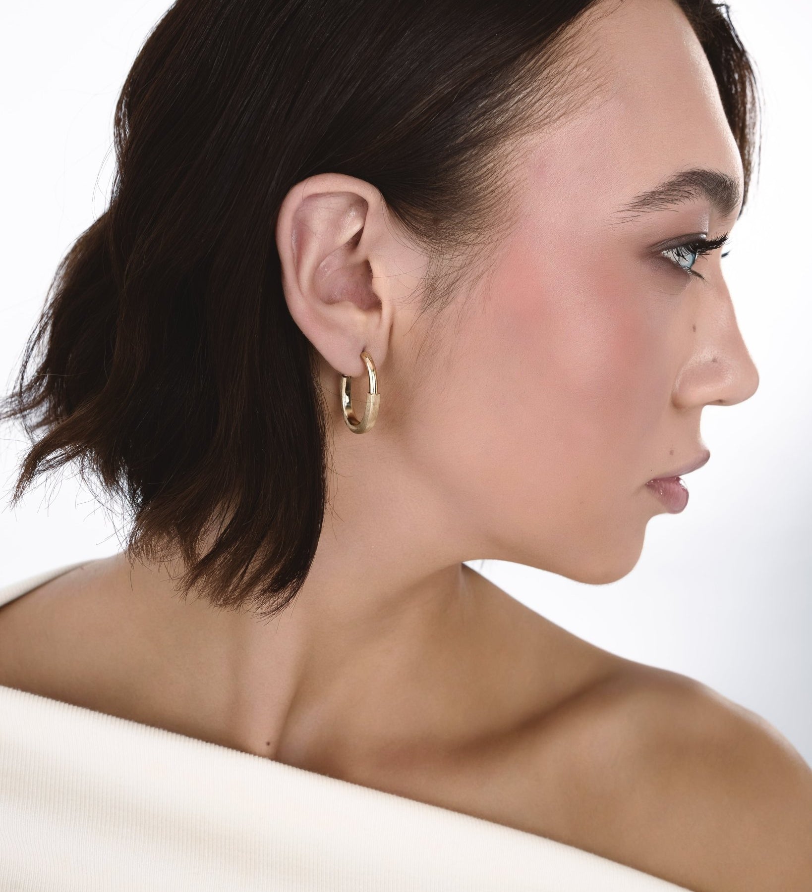Orecchini a Cerchio Geometrici in Oro 14K - GIOIELLO ITALIANO