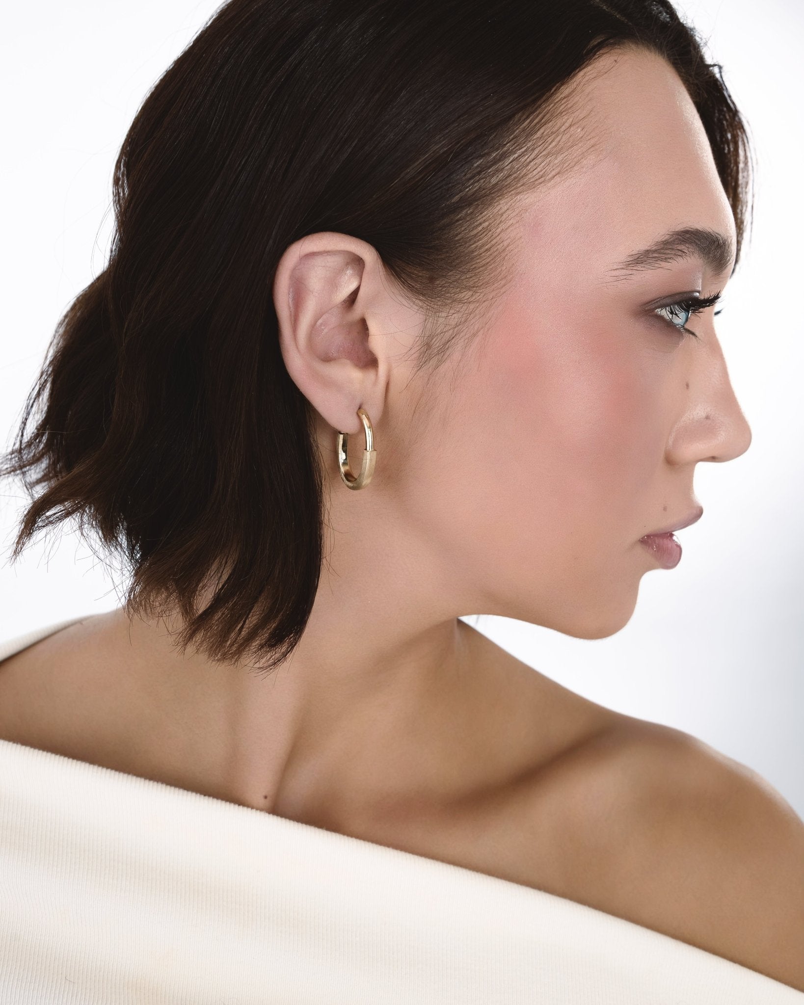 Orecchini a Cerchio Geometrici in Oro 14K - GIOIELLO ITALIANO