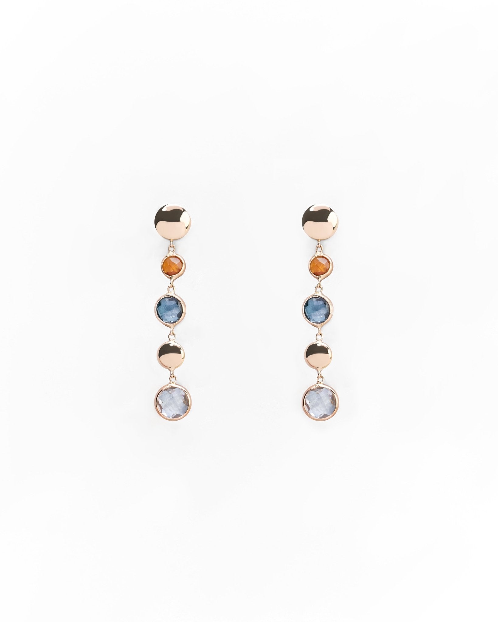 Orecchini a Pendente in Oro 14K con Pietre Colorate - GIOIELLO ITALIANO