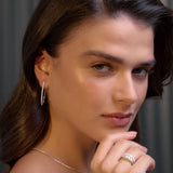 Orecchini Ovali in Oro Bianco 14K con Zirconi Pavé - GIOIELLO ITALIANO