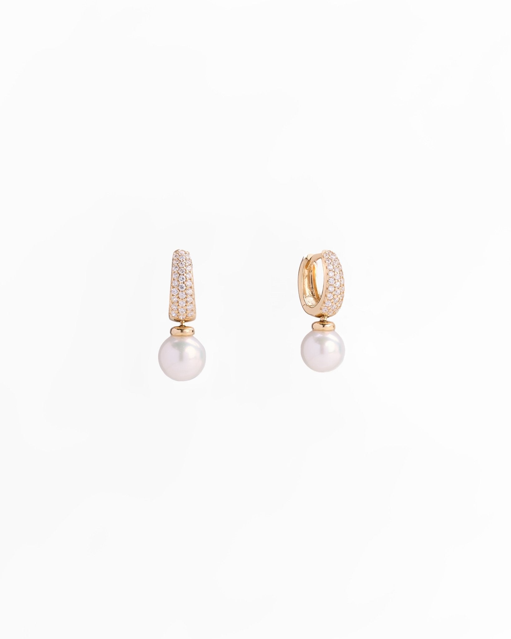 Orecchini Pendenti con Perla e Zirconi Pavé in Oro 14K - GIOIELLO ITALIANO