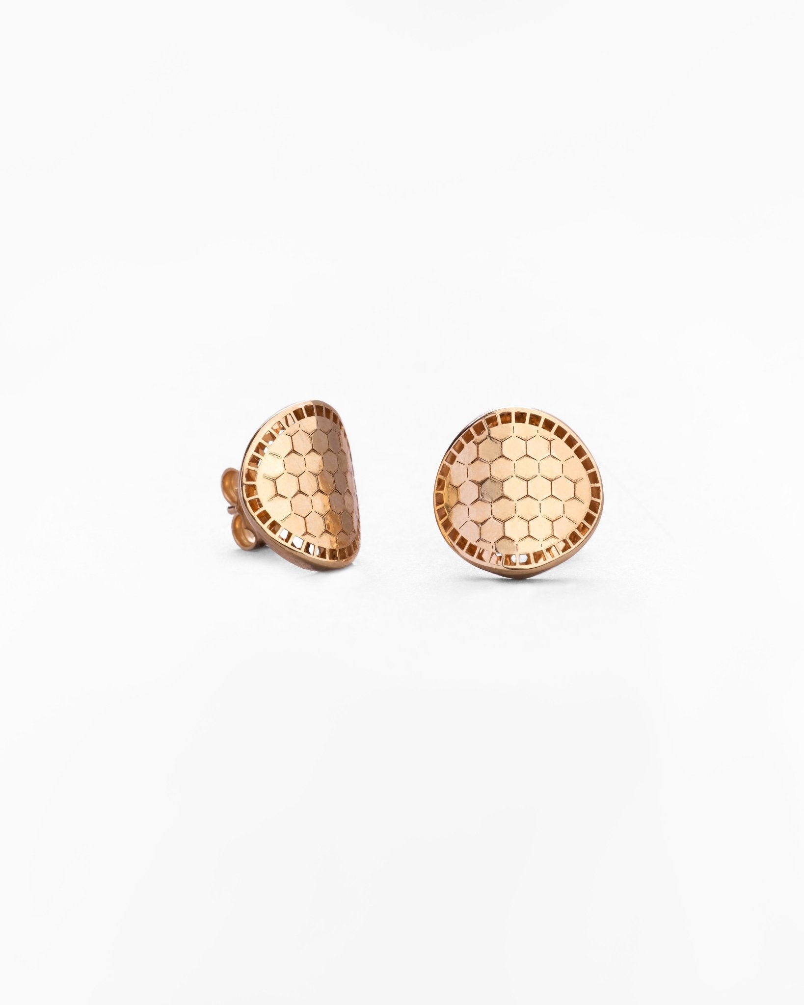 Orecchini Tondi con Motivo Geometrico in Oro 14K - GIOIELLO ITALIANO