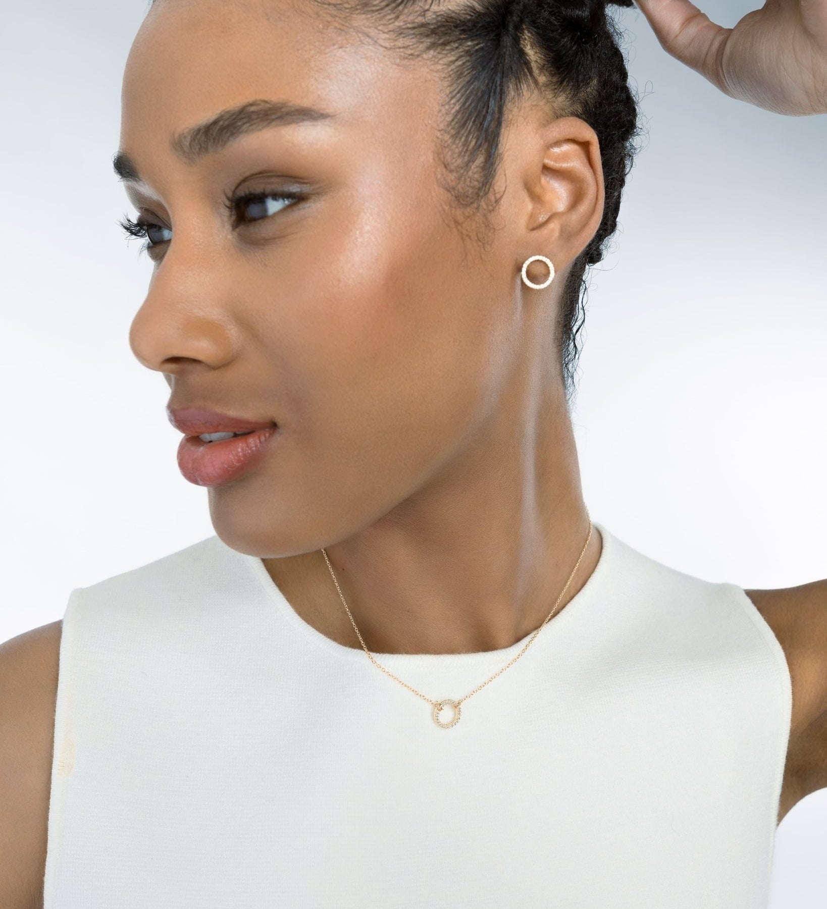 Collana in oro 14K con pendente e zirconi pavé  - GIOIELLO ITALIANO