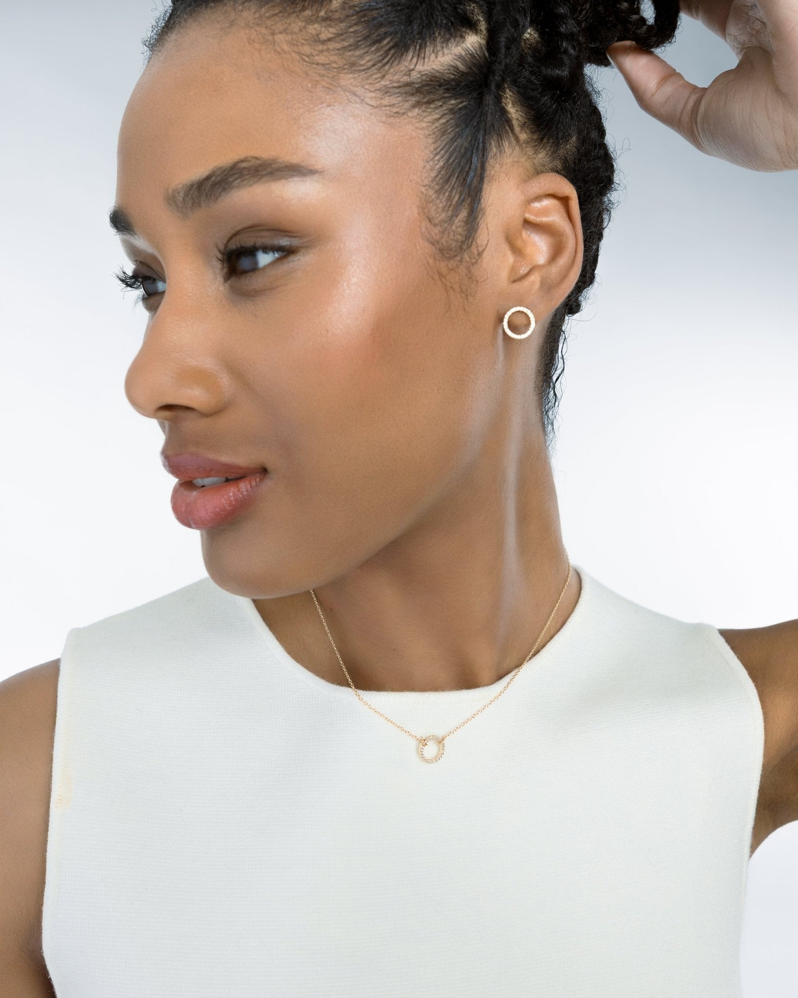 Collana in oro 14K con pendente e zirconi pavé  - GIOIELLO ITALIANO