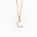 Pendente a Mezzaluna in Oro 14K con Zirconi - GIOIELLO ITALIANO