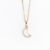 Pendente a Mezzaluna in Oro 14K con Zirconi - GIOIELLO ITALIANO