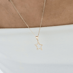Pendente a Stella in oro 14K con Pavé di Zirconi - GIOIELLO ITALIANO
