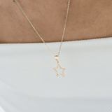 Pendente a Stella in oro 14K con Pavé di Zirconi - GIOIELLO ITALIANO