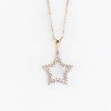 Pendente a Stella in oro 14K con Pavé di Zirconi - GIOIELLO ITALIANO