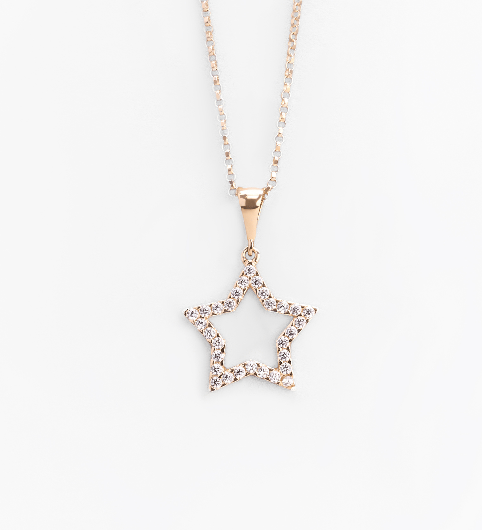 Pendente a Stella in oro 14K con Pavé di Zirconi - GIOIELLO ITALIANO