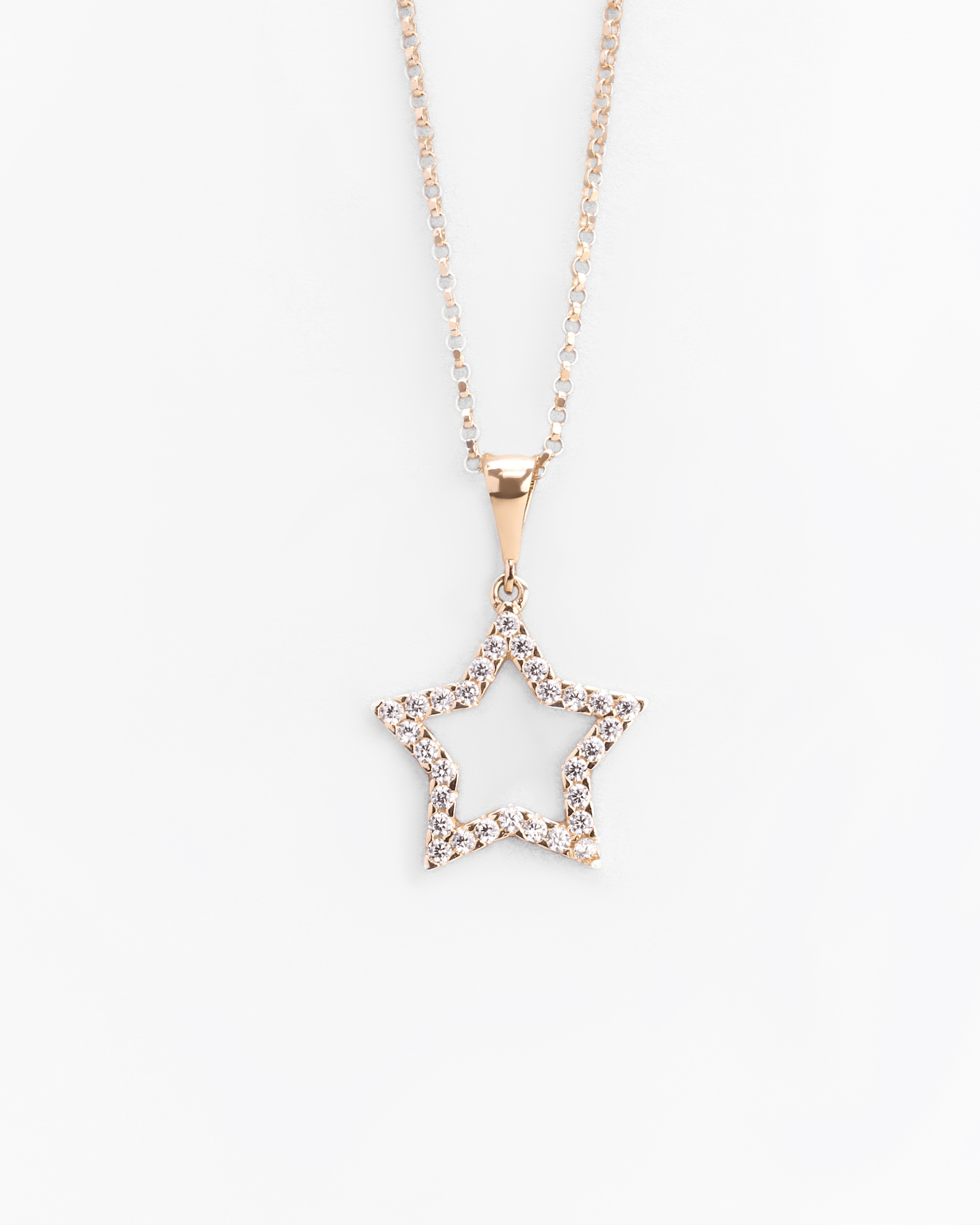 Pendente a Stella in oro 14K con Pavé di Zirconi - GIOIELLO ITALIANO