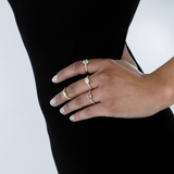 Anello Solitario con Pietra Colorata in Oro 14K