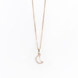 Collana in Oro 14K con Pendente a Mezzaluna e Zirconi