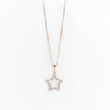 Collana in Oro 14K con Pendente a Stella con Pavé di Zirconi