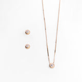 Parure Minimalista in Oro Giallo 14K con Zirconi - Orecchini e Collana