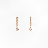 Orecchini a Cerchio con Pendente e Zirconi Pavé in Oro 14K