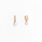 Orecchini Pendenti con Perla e Zirconi Pavé in Oro 14K