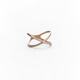 Anello Incrociato con Zirconi Pavé in Oro 14K