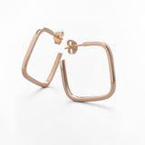Orecchini Geometrici a Cerchio Quadrato in Oro 14K