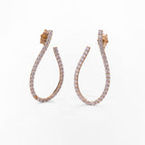 Orecchini Curvi con Pavé di Zirconi in Oro 14K
