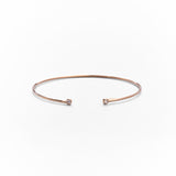 Bracciale Schiava Sottile Aperto con Zirconi in Oro 14K