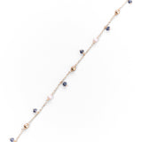 Bracciale Sottile con Pietre Colorate e Perle in Oro 14K