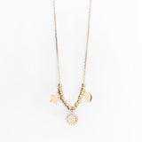 Solari Necklace with Moon, Sun and Star Pendants in 14K Gold