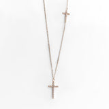 Collana Sottile con Croci e Zirconi Pavé in Oro 14K