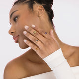 Anello Sottile con Pietra Colorata in Oro 14K