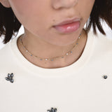 Collana Sottile con Pietre Colorate in Oro 14K