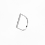 Anello Geometrico Mezzo Quadrato con Pavé di Zirconi in Oro 14K - GIOIELLO ITALIANO