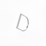 Anello Geometrico Mezzo Quadrato con Pavé di Zirconi in Oro 14K - GIOIELLO ITALIANO