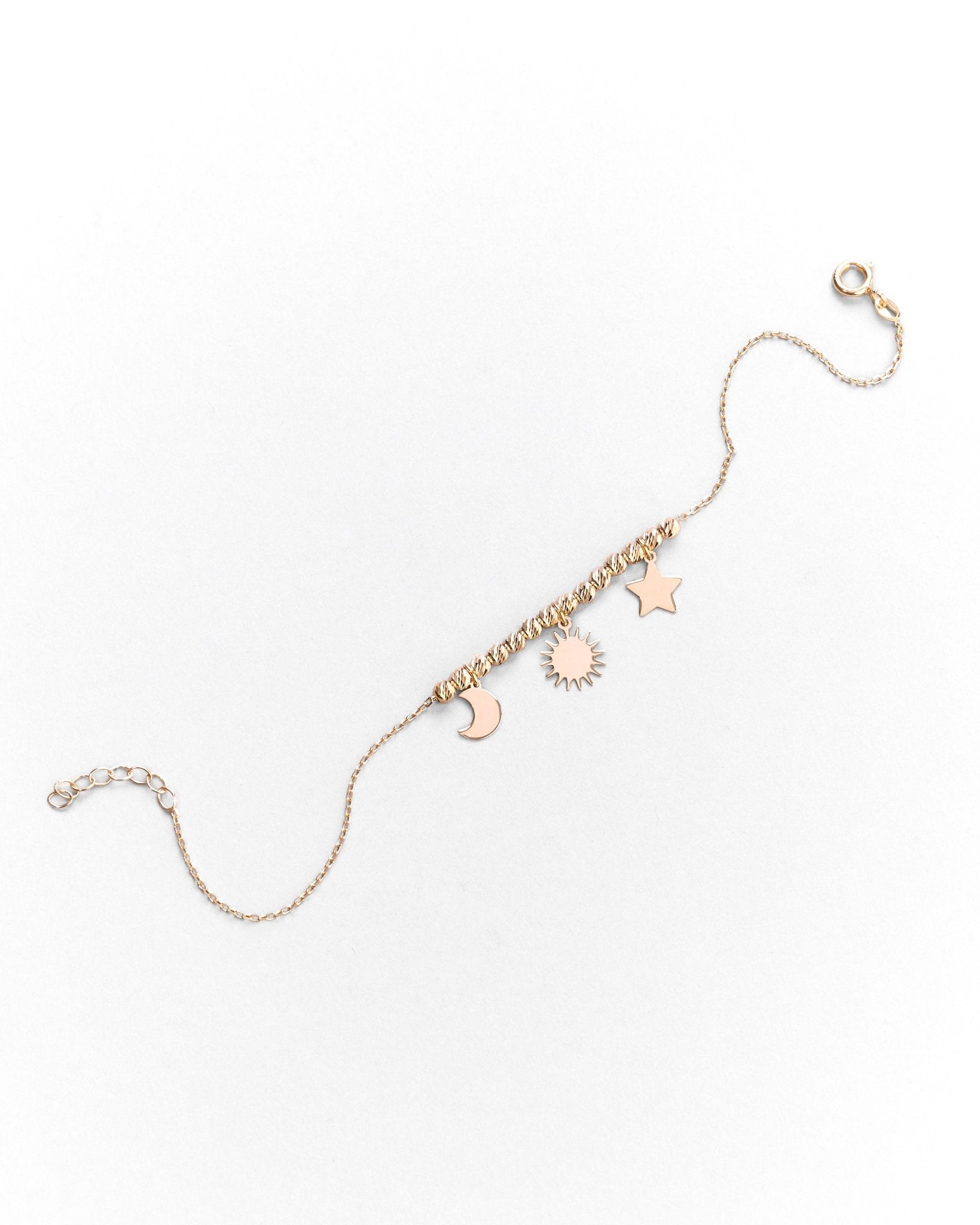 Bracciale con Simboli di Sole, Luna e Stella in Oro 14K - GIOIELLO ITALIANO
