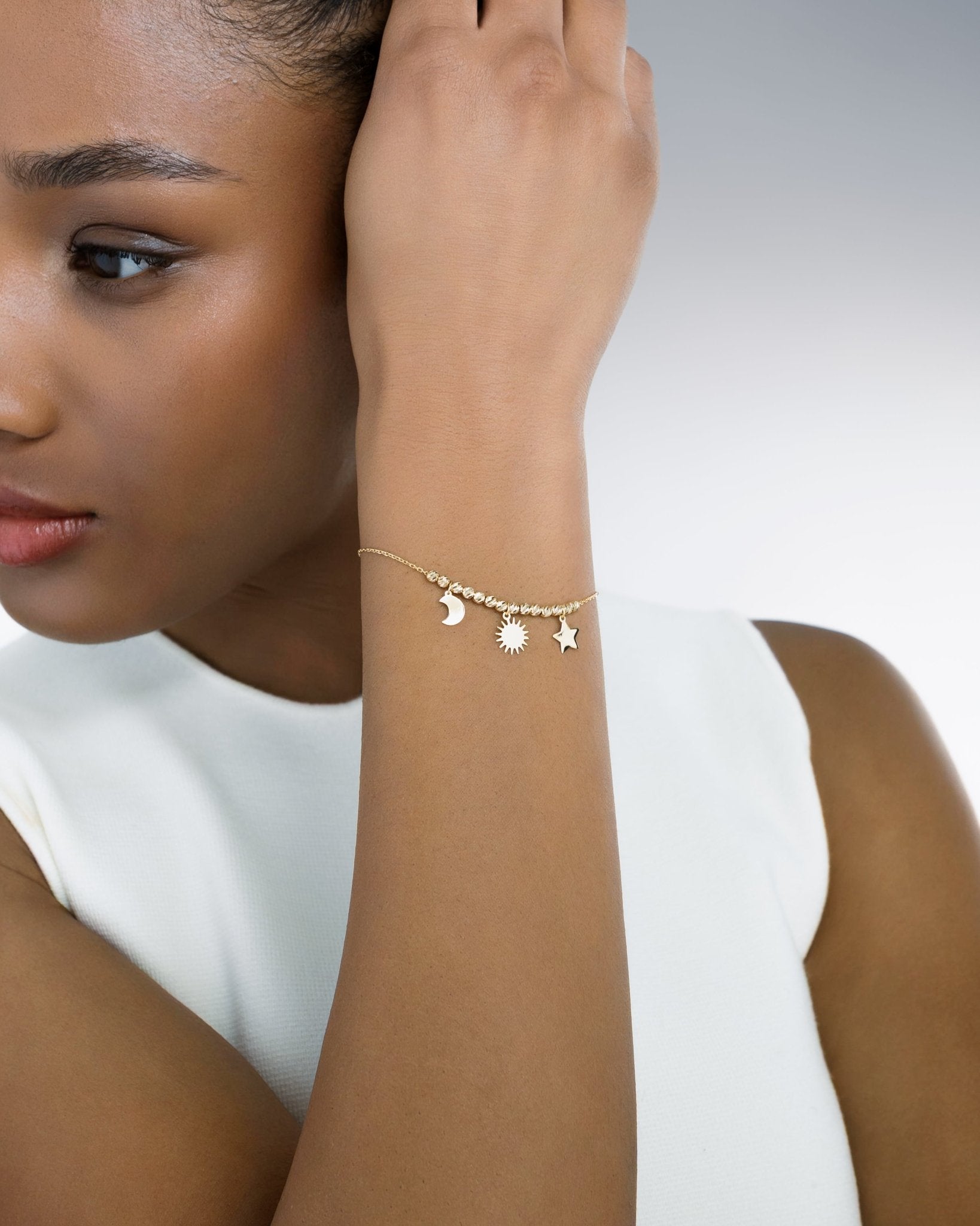 Bracciale con Simboli di Sole, Luna e Stella in Oro 14K - GIOIELLO ITALIANO